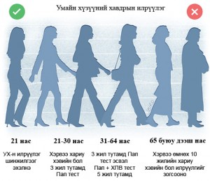 Зураг 1: Умайн хүзүүний эрт илрүүлэг хийх насны давтамж ба шинжилгээ